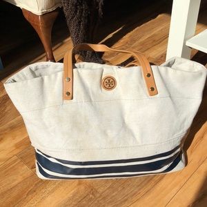 Tory Burch Canvas Navy Stripe purse